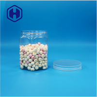 Pot en plastique PET hexagonal unique de 540 ml de qualité alimentaire avec couvercle à vis anti-fuite sans BPA, fond ondulé, pour le stockage de collations, de bonbons, de sucre