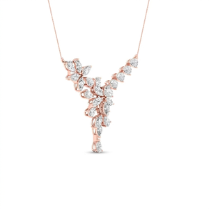 Collar de Lujo con Diamantes Cultivados en Laboratorio con Corte Marquesa y Pera, Diseño Floral, en Oro de 10K, 14K, 18K, Plata de Ley 925 y 935, Joyería Fina - Product Image 3