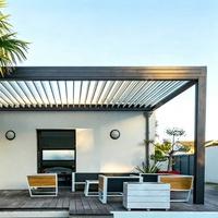 Pergola bioclimatique électrique en aluminium à lames orientables avec auvent réglable, abri de jardin extérieur résistant à la pluie