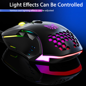 Onikuma-ratón óptico con cable <span class=keywords><strong>CW902</strong></span> para juegos, Mouse ligero con retroiluminación RGB, USB, ergonómico, brillante - Product Image 4