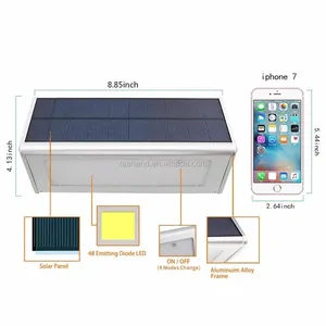 Outdoor Ip65 Waterdichte 1000 Lumen Solar Bewegingssensor Led Lampjes 4500Mah Batterij Aluminium Metalen Beveiliging Muur Verlichting - Product Image 3