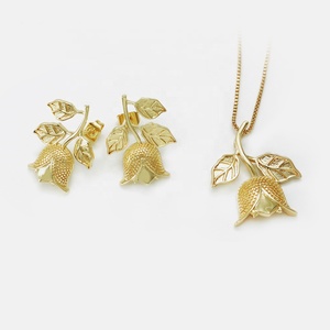 2025 Bestone Wholesale <b>Rose</b> Flower Earring and Pendant Necklace <b>Set</b> <b>Gold</b> Platinum Birth Month Flower Necklace for Girls Women - Product Image 1