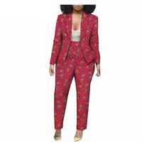 Ensembles de costumes pour femmes 2026 : Blazer et pantalon imprimés fleuris, tenues de bureau élégantes, ensembles de pantalons africains tendance pour femmes