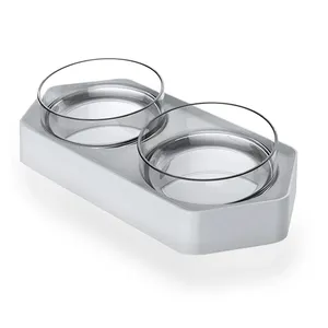 2024 diskon besar-besaran mangkuk transparan hewan peliharaan untuk kucing dan anjing perlengkapan mangkuk air ganda - Product Image 3