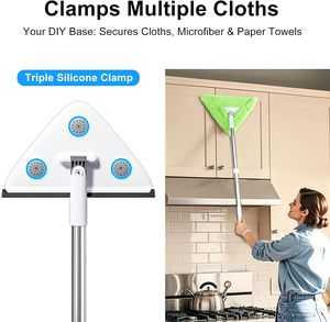3 In1 Professional Window Squeegee &amp; <strong>Wall</strong> <strong>Mop</strong>: Window Cleaning Kit with 360&deg; Rotating Triangular Head &amp; Universal Cloth Slots - Product Image 5