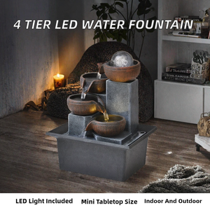 น้ำพุตั้งโต๊ะ 4 ชั้น พร้อมไฟ LED สำหรับตกแต่งบ้าน - Product Image 2