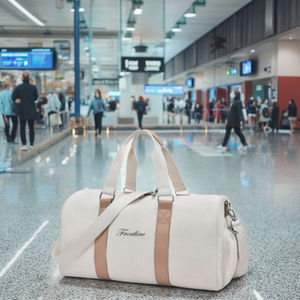 High Quality Eco Friendly Fashion <strong>Large</strong> Leather Canvas Weekender Duffel Bag with Zipper Closure Unisex - Product Image 3