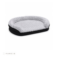 Coussin de canapé pour animaux de compagnie en tissu gris foncé, design semi-fermé, housse amovible et lavable pour grands chiens, OEM, marque privée, toutes saisons