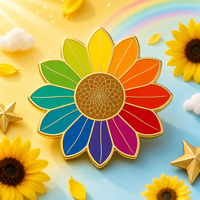 Nouvelle fleur chaude pour épinglette blanc en gros Logo personnalisé mignon dessin animé métal Badges arc-en-ciel fierté émail broches tournesol plaqué