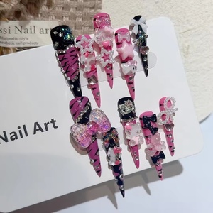 Venta al por mayor hecho a mano Stiletto largo prensa en las <span class=keywords><strong>uñas</strong></span> 3D Hello Kitty <span class=keywords><strong>Rosa</strong></span> <span class=keywords><strong>cebra</strong></span> diseño acrílico personalizado <span class=keywords><strong>uñas</strong></span> artificiales - Product Image 2