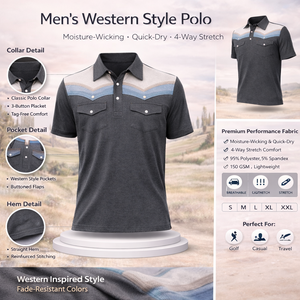 เสื้อโปโลผู้ชายแบบตะวันตก ปักโลโก้ตามสั่ง ผ้าแห้งเร็ว นุ่มสบาย พิมพ์ลายแบบซับลิเมชั่น คุณภาพสูง ไม่ยับ ติดกระดุมไข่มุก - Product Image 2