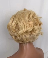 Perruques courtes Pixie 613 Blondes en cheveux humains bouclés afro, avec dentelle frontale 13*4 et double trame, style BOB