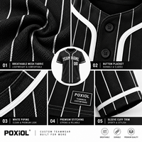 Maillot de baseball personnalisé noir à rayures fines, nom et numéro d'équipe personnalisés, manches courtes, pour écoles, clubs, ligues, fourniture OEM