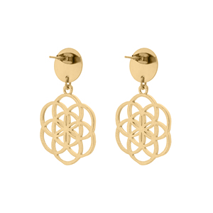 ต่างหูห้อยลายแมนดาลา ลายเมล็ดแห่งชีวิต ตกแต่งด้วยลายฉลุสีทอง ต่างหูทรงเรขาคณิตทันสมัยสำหรับผู้หญิง - Product Image 2