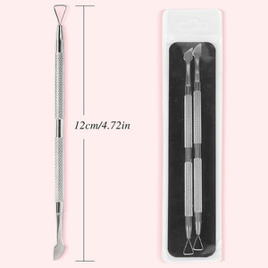 Professional Stainless Steel Nail Scraper Cuticle Cleaner <b>Tool</b> Double Ended Nail Care Manicure <b>Pedicure</b> Cleaning Nail Scraper - Product Image 2