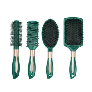 Vente en gros brosse à cheveux portable antistatique en nylon souple airbag peigne de massage du cuir chevelu brosse à cheveux démêlante verte