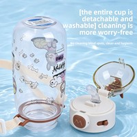 Botol Minum Anak Motif Kartun Kapasitas Besar Anti Bocor Bahan Food-grade dengan Tali Pengikat untuk Berkemah dan Sekolah