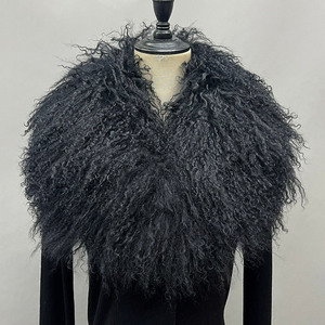 Jancoco Wholesale Custom Cropped Knitwear Pullover Luxury Knitted Wool <strong>Sweater</strong> Women with Real Fluffy Mongolian Fur Collar Cuffs - Product Image 4