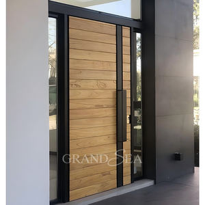 Grandsea Factory Direct Diseño personalizado Aluminio Madera maciza Puertas de <span class=keywords><strong>entrada</strong></span> delanteras pivotantes externas <span class=keywords><strong>Entrada</strong></span> principal para apartamentos - Product Image 6