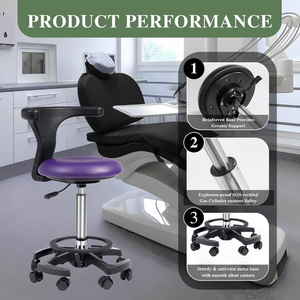 Sgabello Ergonomico <span class=keywords><strong>Industriale</strong></span> Resistente, Sedia Dentistica Pneumatica Regolabile per Officina <span class=keywords><strong>e</strong></span> Uso Medico - Product Image 3