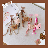 Lanière tendance en peluche en forme d'ours, chaîne de téléphone portable courte, pendentif à la mode, charme pour étuis d'iPhone, décoration de sac à dos, jouet en peluche mignon