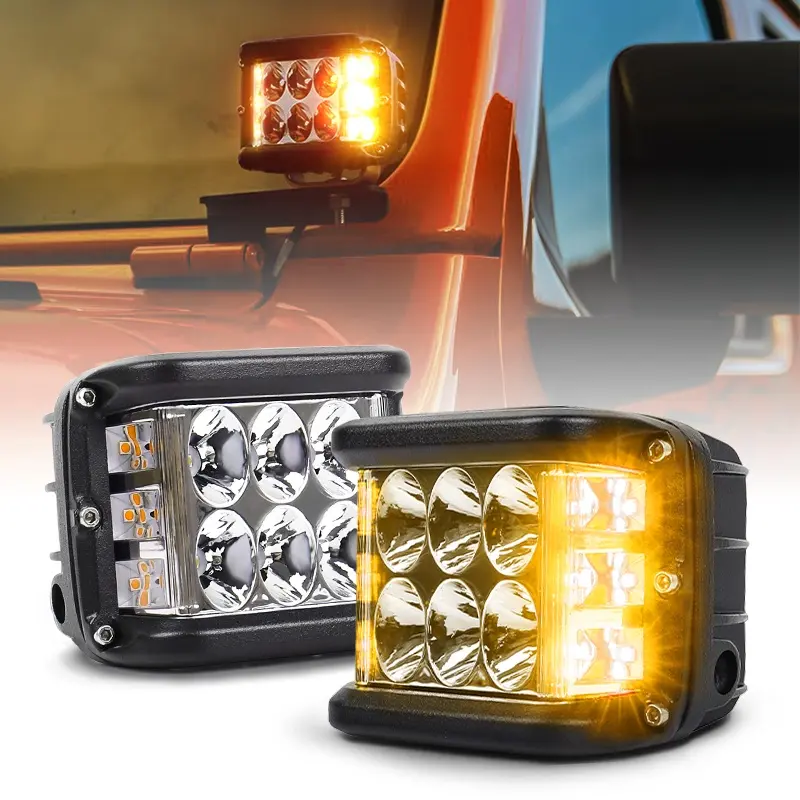 OVOVS Car accessories 4''Mini Led Work Light Pod Amber Car Strobe Light For Truck Tractor ATV SUV