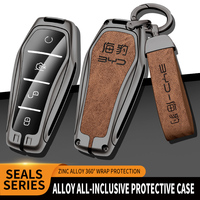 Étui de protection pour clé de voiture en alliage de zinc et cuir de haute qualité pour BYD Atto 3 Han EV Dolphin, accessoires de porte-clés à 4 boutons