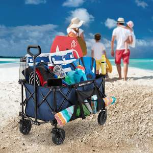 OEM 7 Cu Ftブルー折りたたみ式ヘビーデューティ実用性ワゴンポータブル折りたたみデザインスポーツ食料品ショッピング用プラットフォーム構造 - Product Image 4