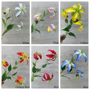Flores de Seda Artificiales al por Mayor, Gloriosa Superba, Lirio de Llama Gloriosa, Decoración para Bodas, Navidad y San Valentín - Product Image 3