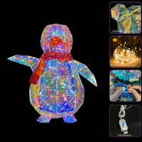 Lampes LED 3D en forme de pingouin irisées en PET faites à la main, RGB, alimentées par USB, décoration moderne pour la maison, Noël, hiver, nuit