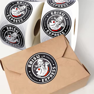 Étiquettes autocollantes en vinyle durables, écologiques, imperméables, avec logo personnalisé, pour les boîtes à emporter, les emballages de restaurants - Product Image 1