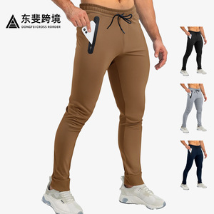 Pantalon de sport respirant pour homme, taille élastique, coupe ajustée, en coton perlé, décontracté, pour le fitness, printemps-été, tenue d'entraînement - Product Image 5