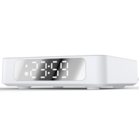 Jam Alarm Digital LED cerdas, Jam Alarm Digital cerdas LED dengan pengisi daya nirkabel, waktu termometer untuk kamar tidur, rapat, pekerjaan rumah perjalanan