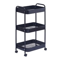Chariot de rangement mobile moderne à 3 niveaux avec paniers en maille, étagère mobile, chariot utilitaire de cuisine en métal, fin et compact, vente en gros