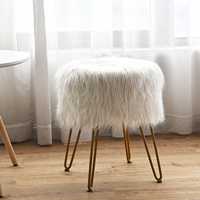 Chaise de coiffeuse en fausse fourrure, tabouret de maquillage, siège rembourré en fourrure, pouf rond
