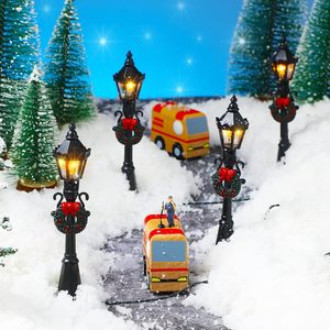 4pcs <b>Doll</b> <b>House</b> Mini Street Lamp Model Indoor Scene Black Street Lamp Christmas Standing Lamp - Product Image 4