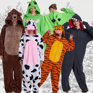 Pijamas de animales de Navidad Conjunto a juego familiar-Tallas grandes Animal Onesie para niños y adultos, traje de dormir de vacaciones de lana cálida - Product Image 3