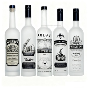 Serigrafía personalizada 200ml 375ml 700ml 750ml <span class=keywords><strong>1L</strong></span> Botellas de alcohol de vidrio para Tequila Vodka Whisky <span class=keywords><strong>Gin</strong></span> con tapones de corcho - Product Image 1