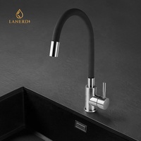 Robinet de cuisine flexible en acier inoxydable à prix compétitif, finition satinée noire, silicone, chaud et froid, pour évier de cuisine