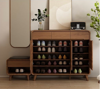Meuble à chaussures rétro multicouche incurvé avec tabouret, mobilier de maison écologique pour villa et salon, rangement anti-poussière