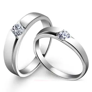 Conjunto de anéis de presente do dia dos namorados, joias para mulheres, anéis de prata de luxo ajustável, casal