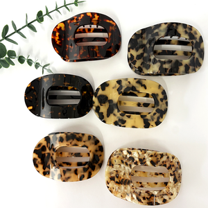 Pinza de Pelo de Acetato Plana Grande de 10cm, Nueva Moda <span class=keywords><strong>2026</strong></span>, Color Sólido Simple, Pinza de Pelo con Estampado de Leopardo, Accesorios de Pelo de Alta Gama - Product Image 2