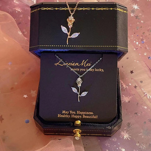 Collier en argent plaqué or rose, design de niche Instagram, pendentif luxe léger, cadeau de Saint-Valentin en gros - Product Image 4