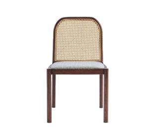 Chaise de salle à manger en grain de bois à cadre en aluminium de style moderne japonais - Product Image 1