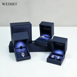 WEIMEI Premium Navy Blue Jewelry Gift Set <b>Box</b> LED Velvet Interior Custom Brand Logo Ring Necklace Bag Wholesale Jewelry <b>box</b> - Product Image 3