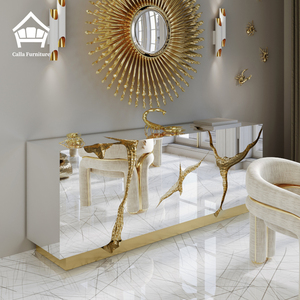 Luxueus gouden messing dressoir, modern high-end designkast voor hotel, villa, luxe eetkamer, handgemaakt meubelset. - Product Image 1