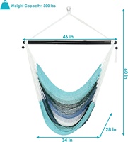Chaise-hamac suspendue pour intérieur et extérieur des Caraïbes balançoire en polyester filé souple capacité de 300 livres balançoire grande chaise en macramé