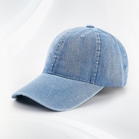 Casquette de baseball 6 panneaux en denim délavé style européen et américain, logo personnalisé, ajustable, 100% coton, calotte souple, tendance urbaine rétro