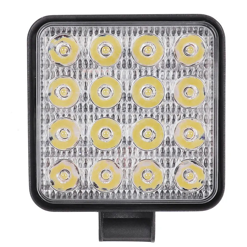 Luz de led quadrada 48w 16led, feixe de luz de carro 12v 24v led para jeep atv uaz suv 4wd 4x4 trator off-road