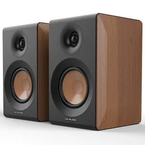 SR12 high quality 50W bevel angle housing strong bass crystal sound Remote Control wooden active bluetooth bookshelf speaker